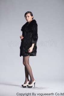 982 new real fox rabbit fur 2 color 8/10 sleeve jacket/coat/ourwear 