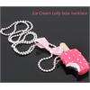 Candy girl Pink Korean Strawberry ice cream beads bow sweater necklace 