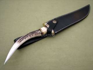 Original Stag Horn Damascus Knife & Free Small Damascus Knife  