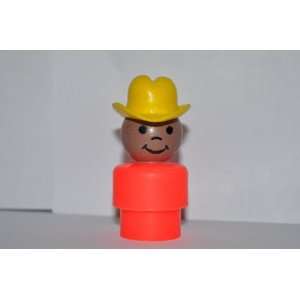 Vintage Little People African American Cowboy with Yellow Hat (Plastic 