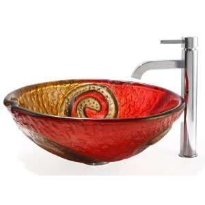 Copper Snake Glass Vessel Sink and Ramus Faucet C GV 620 17mm 1007CH 