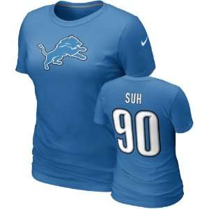 Ndamukong Suh #90 Womens Blue Nike Detroit Lions Name & Number T 