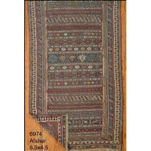  4x8 Hand Knotted Afshar Persian Rug   45x89