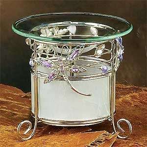  Crystal Dragonfly Purple Wire Oil Burner 4.5in High