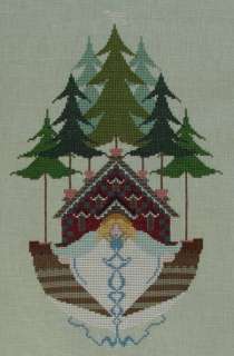 Noahs Ark w/ Angel & Dove Completed XS on Green Linen  