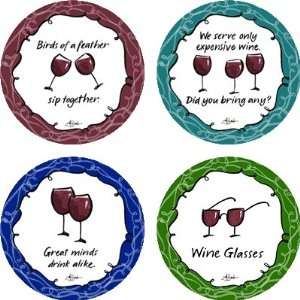 Set of Four Wine Humor Jill Seale Occasions Drink Coasters   Style 