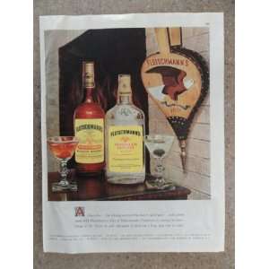 Fleischmanns Whiskey & Gin, Vintage 50s full page print ad.(bottles 