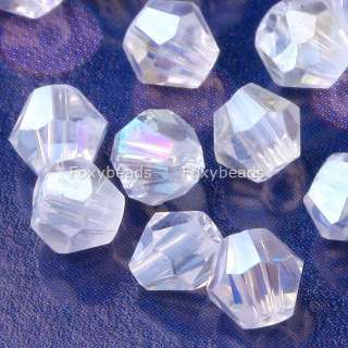 BULK 4MM Clear AB Glass Bicone Loose Crystal Beads 600P  