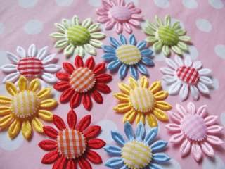 Sale* Padded Satin/Gingham Daisy Appliques x60  Craft  