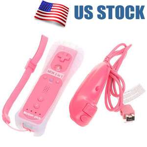 Pink Remote with Built in Motion Plus Nunchuck for wii  