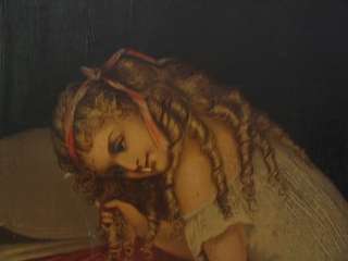 1872 Bowen Victorian Print Girl w Cat Good Night Frolic  