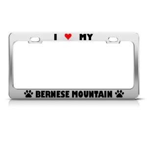 Bernese Mountain Paw Love Heart Pet Dog Metal license plate frame Tag 