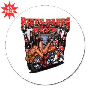  3 Lapel Sticker (48 Pack) Bikes Babes and Beer 