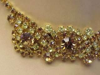 672 ORIGINAL 1940s AMBER RHINESTONE NECKLACE AND EARRINGS  
