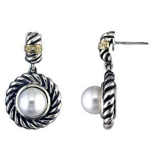   925 Sterling Silver Freshwater Pearl and Diamond Earrings TE 10050 AM
