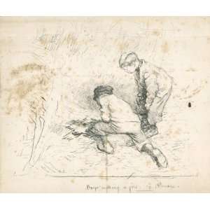   George Clausen   24 x 20 inches   Drawing after Boys Making a Fire