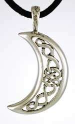 Celtic Crescent Moon Pendant Necklace  