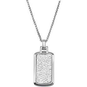  Sterling Silver Dog Tag With Hammer Finish On A 24 Wheat 