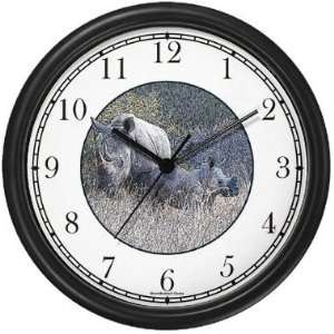  Rhinoceros / Rhino Mother & Baby Wall Clock by WatchBuddy 