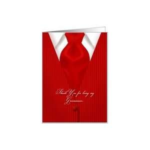   Red Satin Design Thank You Cards for Male Wedding Attendants Card