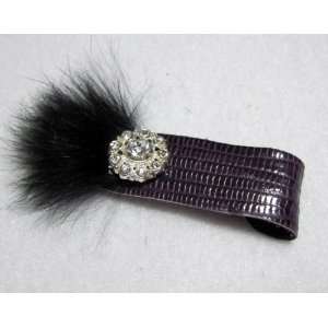  NEW Purple Vintage Hollywood Leather Hair Clip, Limited 