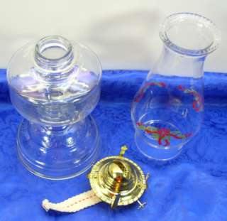 Bartlett Collins Glass Oil/Kerosene Lamp Plume Small w/Pine Christmas 