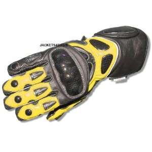    G66 NEW MOTORCYCLE GLOVES CARBON LEATHER YELLOW SIZE XL Automotive