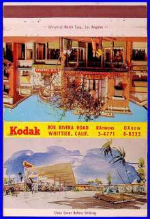 1960s Eastman Kodak Billboard Matchcover  Whittier CA  