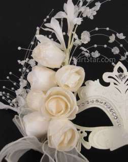   VENETIAN MASK masquerade rhinestone OFF WHITE Asian WEDDING flowers