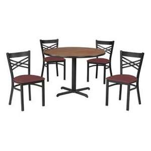  42 Round Table & Criss Cross Back Chair Set, Wild Cherry 