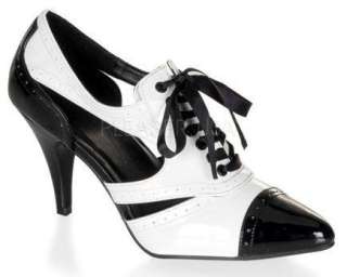 OXFORD 3 Heel Lace Up Pump(Crossdresser 0k)Black & White 6 7 8 9 10 