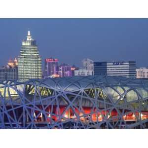  National Stadium in the Olympic Park Illuminated at Night 