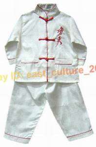 Chinese Boy Kung Fu Shirt Pants Suit White 2 16 BWD 01  