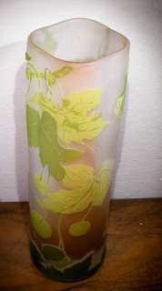 GALLE CAMEO GLASS VASE, W/PAPER LABEL  