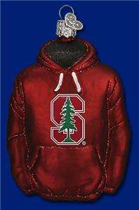 STANFORD UNIVERSITY HOODIE OLD WORLD CHRISTMAS GLASS ORNAMENT 60603