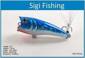 Holographic Shad Bass Topwater Fishing Lure Popper  
