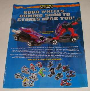 2001 Hot Wheels ROBO WHEELS COMING SOON ad  