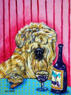 Soft Coated Wheaten Terrier wine dog art Mug 11 oz  