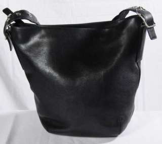   Leather Duffle Bucket Shoulder Bag Handbag Purse Silver Buckles 9186