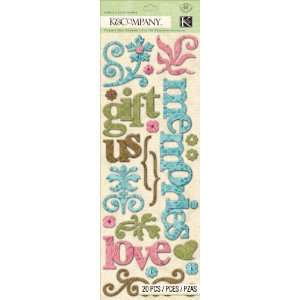  K&Company Chipboard Stickers, Merryweather Word and Swirls 