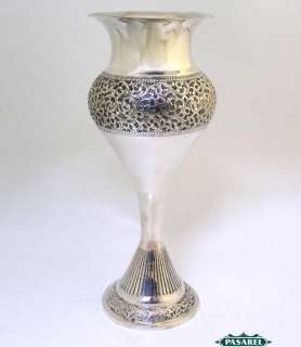 Persian 800 Silver Large Vase On Oval Tray Iran Ca 1940  