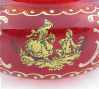 Antique Vintage ITALIAN Bohemian ENAMEL RUBY GLASS Jar SALVIATI Moser 