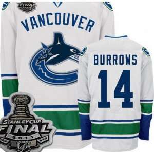  Cup Vancouver Canucks #14 Alexandre Burrows White Hockey Jersey NHL 