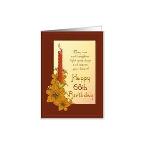  Happy 68th Birthday Tiger Lily and Red Candle Card Toys 