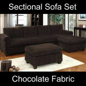 Modern Brown Sectional Sofa Couch Set Furniture Chaise  