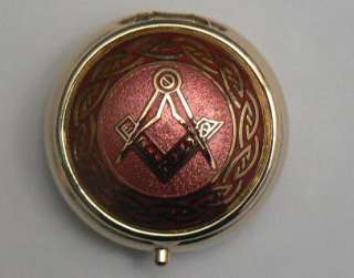 ENAMELLED MASONIC PILLBOX IN BLUE OR RED  