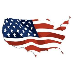  USA Shaped (Waving) American Flag Sticker 
