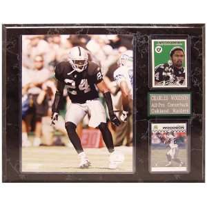  NFL Raiders Charles Woodson 12 by 15 Two Card Plaque 