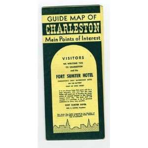  Map of Charleston Points of Interest Fort Sumter 1950s South Carolina
