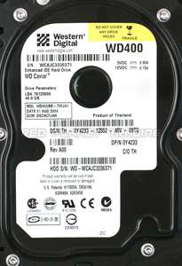 Western Digital 40 GB Desktop Hard Drive WD400BB 75FJA1  